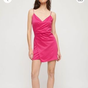 Dynamite hot pink satin mini dress